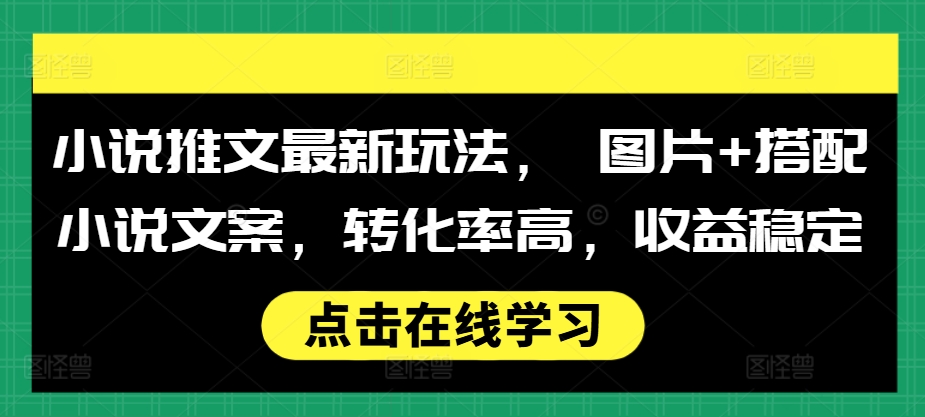 小说推文最新玩法， 图片+搭配小说文案，转化率高，收益稳定-我的网站