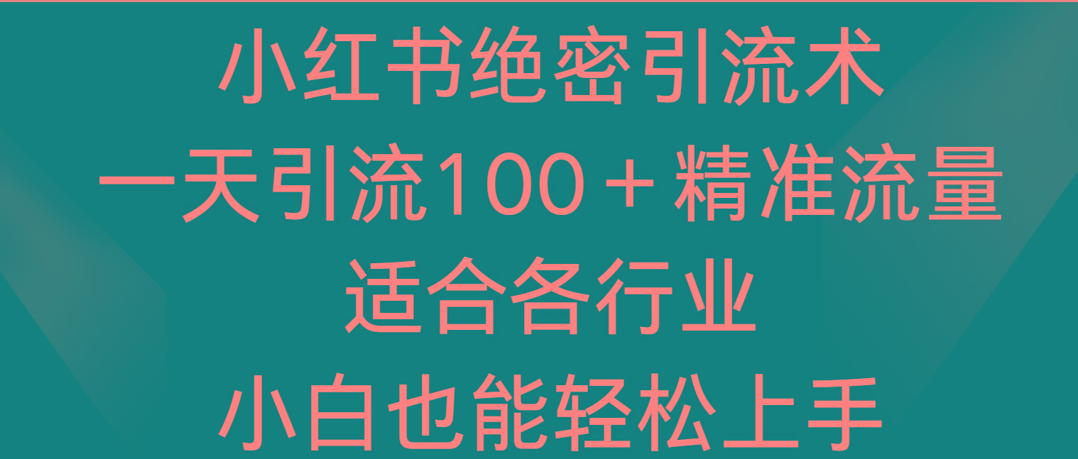 小红书绝密引流术，一天引流100＋精准流量，适合各个行业，小白也能轻松上手-我的网站