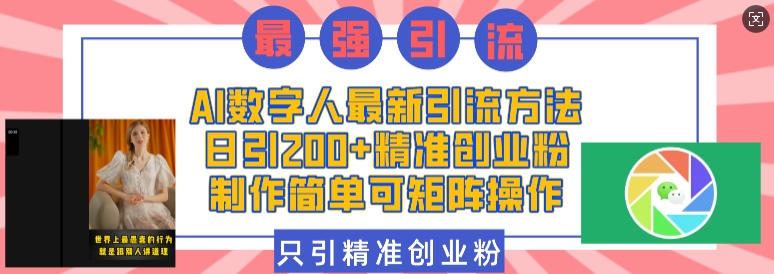 AI数字人最新引流方法，日引200+精准创业粉，制作简单可矩阵操作-我的网站