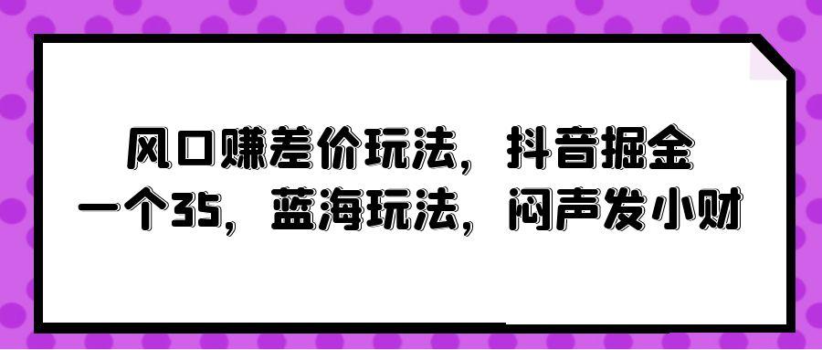 (10022期)风口赚差价玩法，抖音掘金，一个35，蓝海玩法，闷声发小财-我的网站