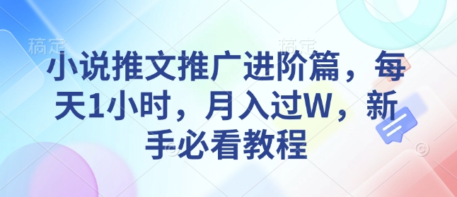 小说推文推广进阶篇，每天1小时，月入过W，新手必看教程-我的网站