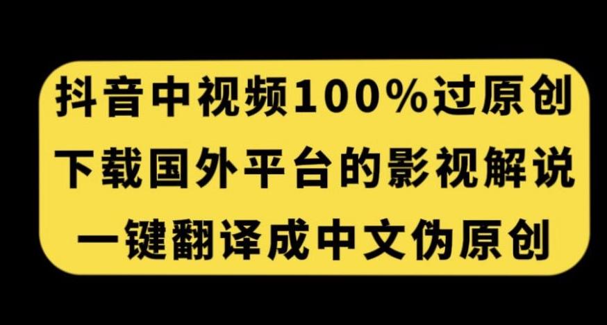 抖音中视频百分百过原创，下载国外平台的电影解说，一键翻译成中文获取收益-我的网站