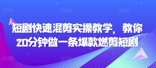 短剧快速混剪实操教学，教你20分钟做一条爆款燃剪短剧-我的网站