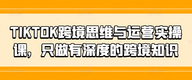 TIKTOK跨境思维与运营实操课，只做有深度的跨境知识-我的网站