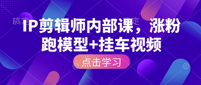 IP剪辑师内部课，涨粉跑模型+挂车视频-我的网站