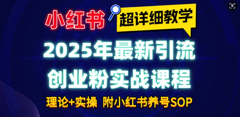 2025年最新小红书引流创业粉实战课程【超详细教学】小白轻松上手，月入1W+，附小红书养号SOP-我的网站