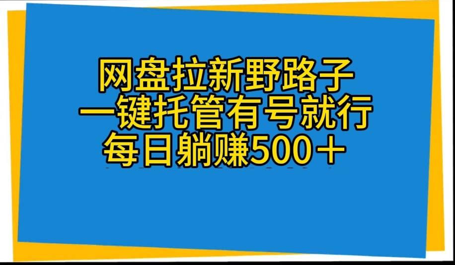 网盘拉新野路子，一键托管有号就行，全自动代发视频，每日躺赚500＋-我的网站