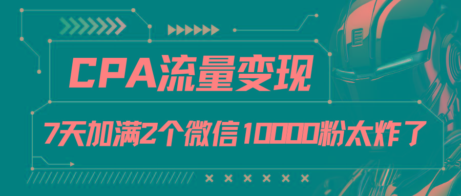 CPA流量变现，7天加满两个微信10000粉-我的网站