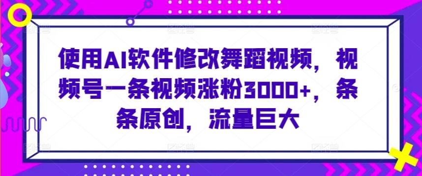 使用AI软件修改舞蹈视频，视频号一条视频涨粉3000+，条条原创，流量巨大【揭秘】-我的网站