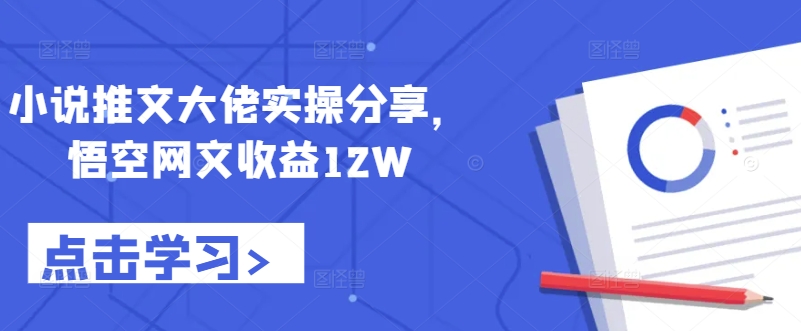 小说推文大佬实操分享，悟空网文收益12W-我的网站